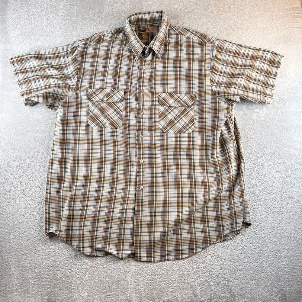 VTG Big Mac Plaid Shirt Mens 3XL Short Sleeve Western READ